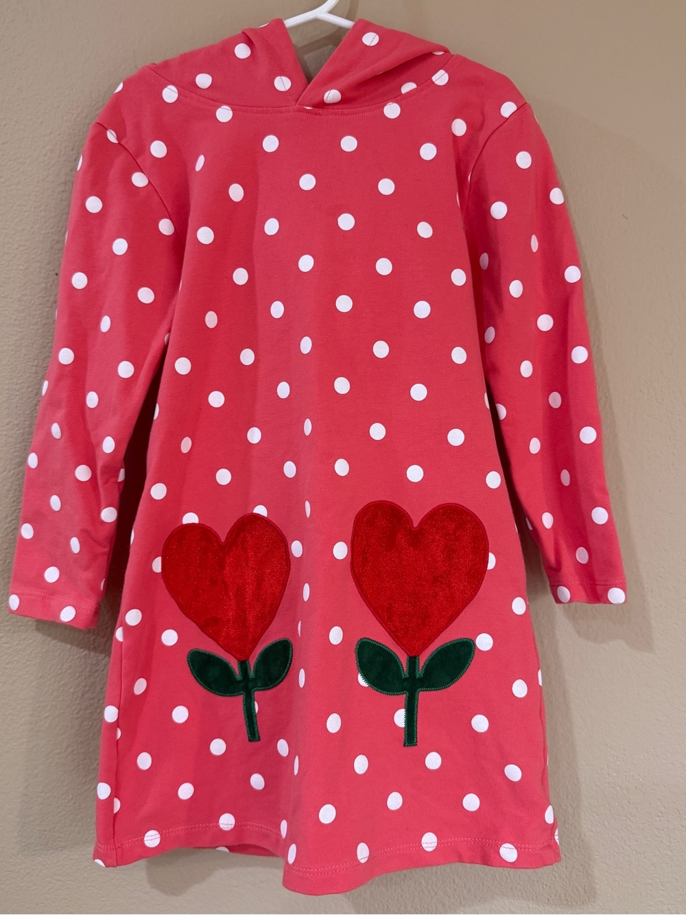 Girl’s Polka Dot Hooded Dress Size 130 ( Age 7-9)